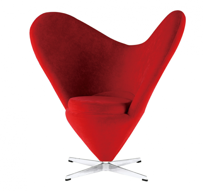 Durable Fabric Upholstered Heart Shaped Chair With Swivel Base For Showroom