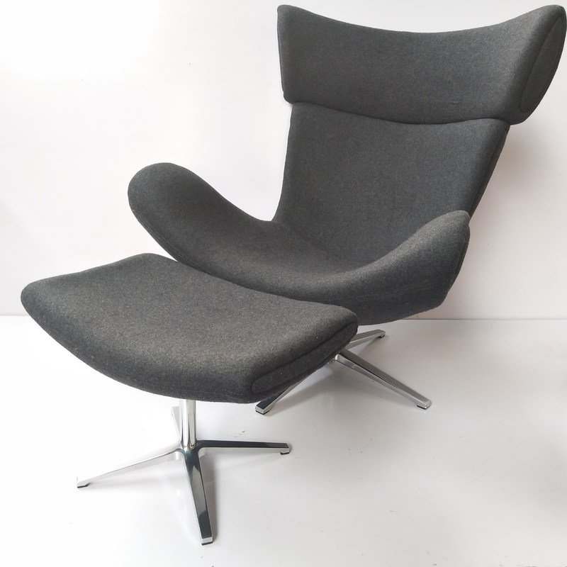 BoConcept Imola Replica Eames Lounge Chair Dark Grey Color With Ottoman