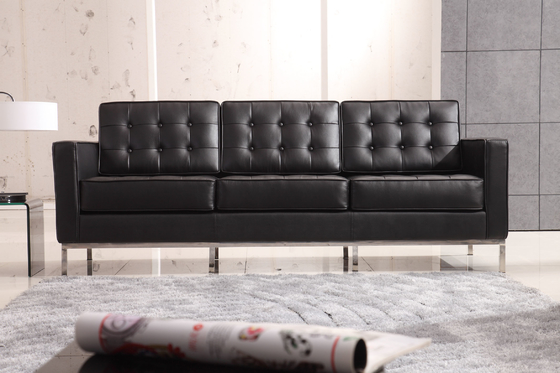 Living Room Classic Contemporary Sofa Black Leather Florence Knoll Relaxed Type