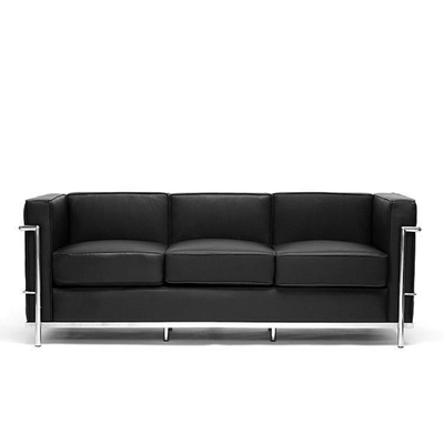 LC2 Petit Model Leather Classic Contemporary Sofa Stainless Steel Frame For Hotel