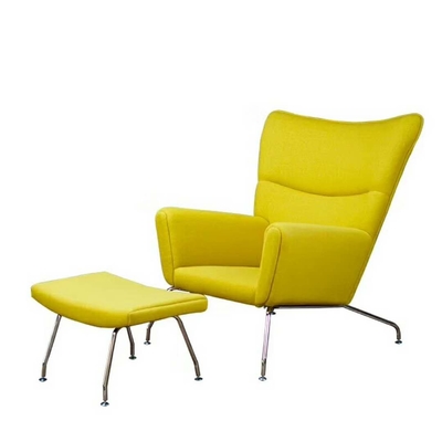 Velvet Upholstering Indoor Chaise Lounge Chair Solid Wood Inside Stainless Steel Leg