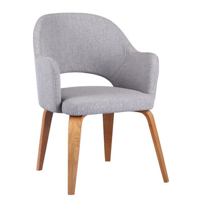 Size 90*65*65cm Modern Restaurant Chairs Grey Cashmere Upholstered With 4 - Legs Wood Base