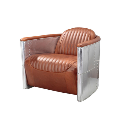 Modern Home Furniture Aviator Sofa Chair Brown Leather Color Aluminum Sheet